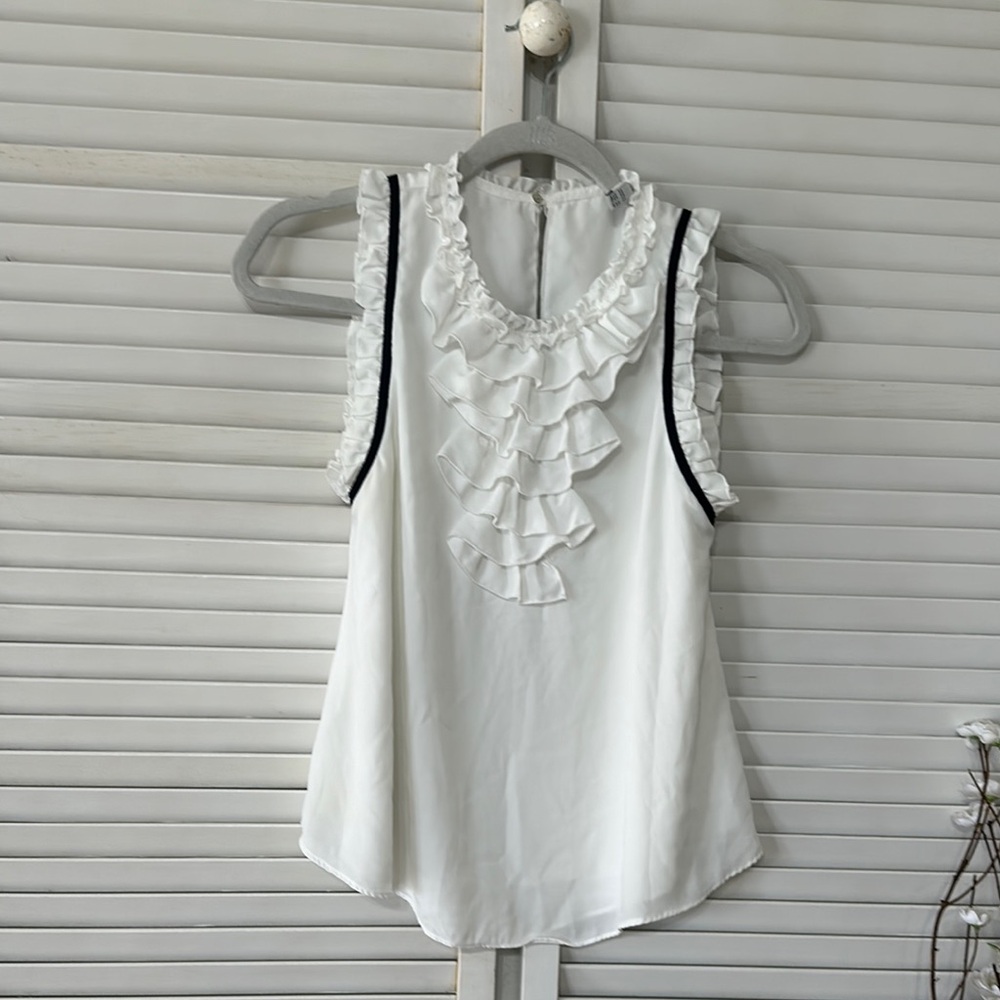 White Ruffled Sleeveless Top